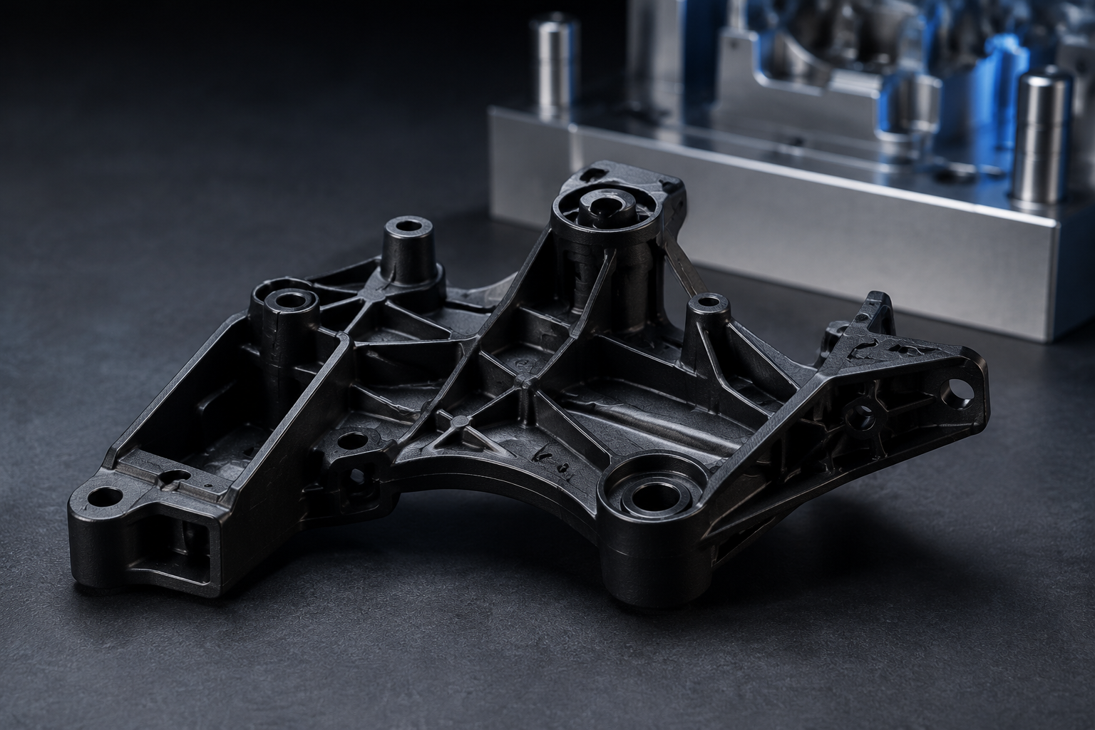 Injection molded automotive structural under-hood bracket