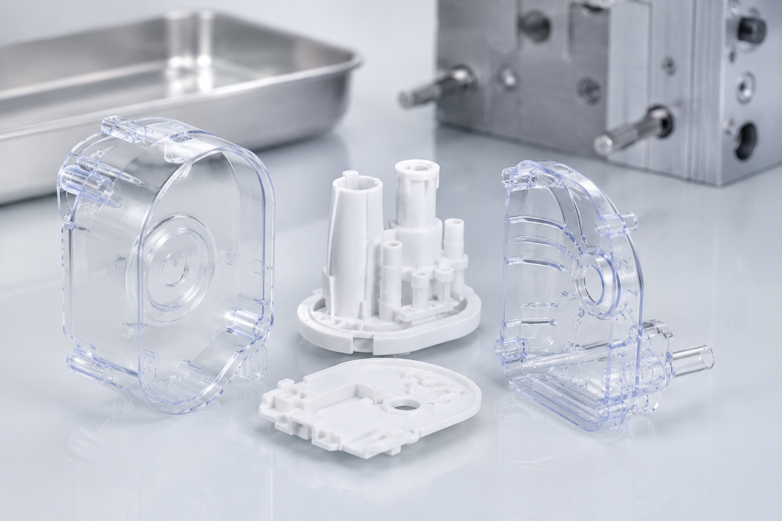 Clear injection molded medical diagnostic device housing