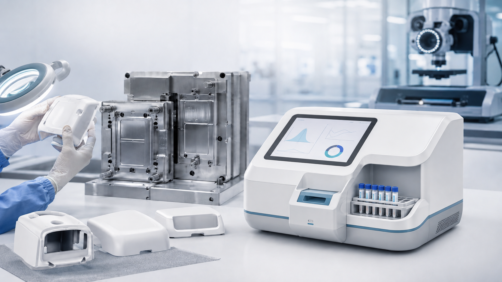 Medical diagnostic device and precision molded components