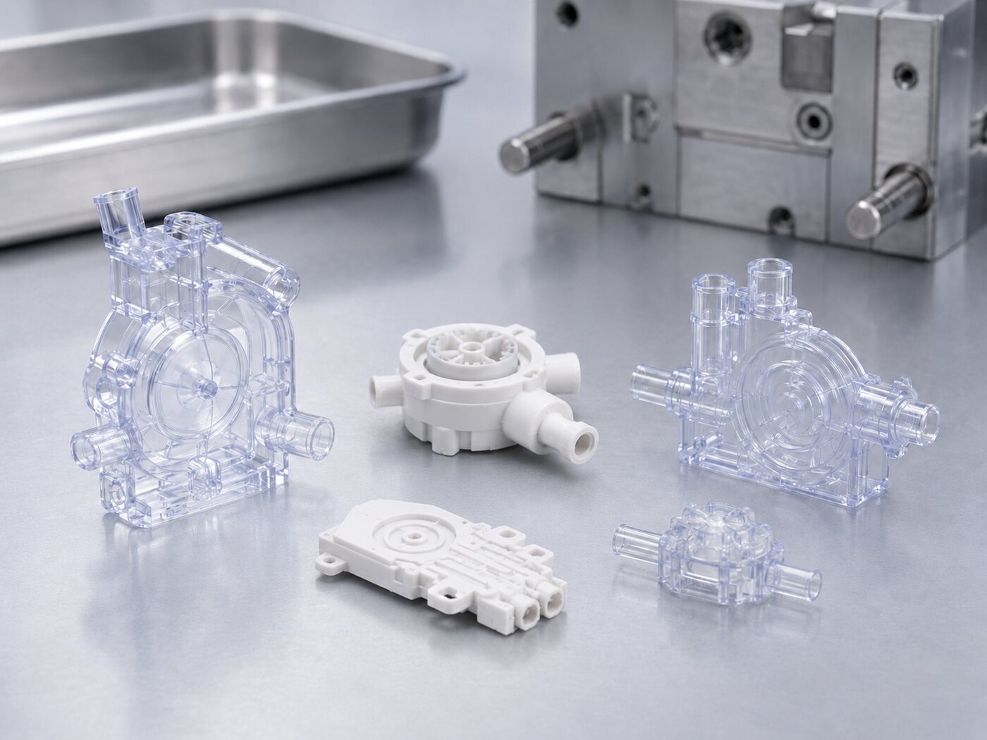 Clear injection molded medical device housing