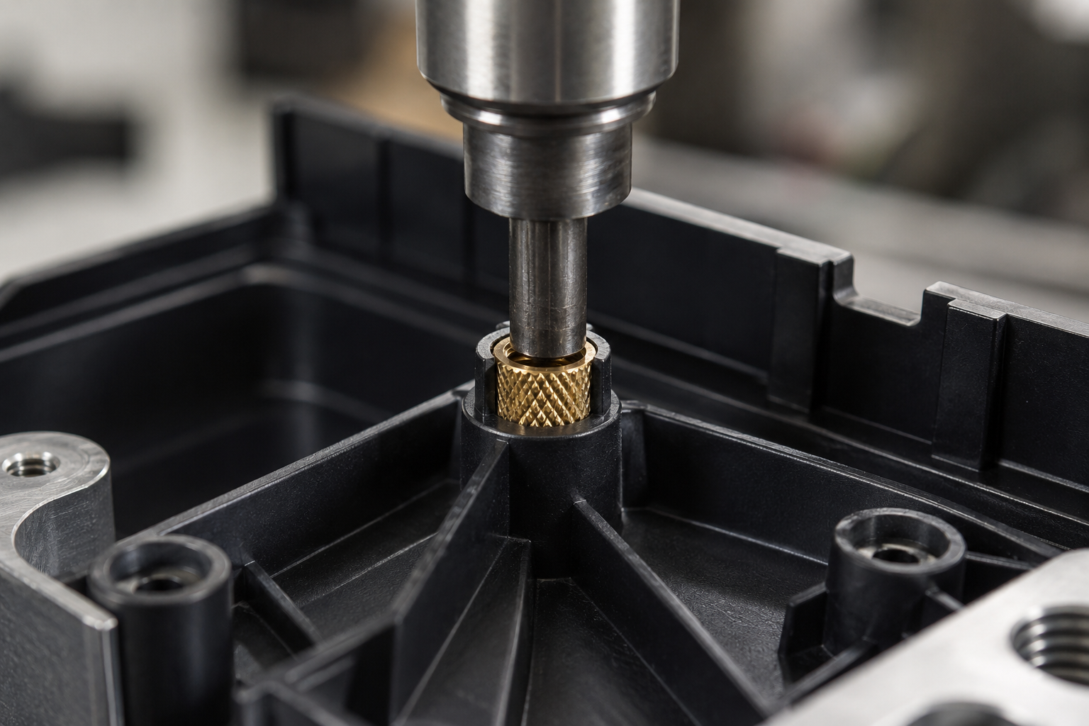 Automatic nut insertion machine for injection molded parts