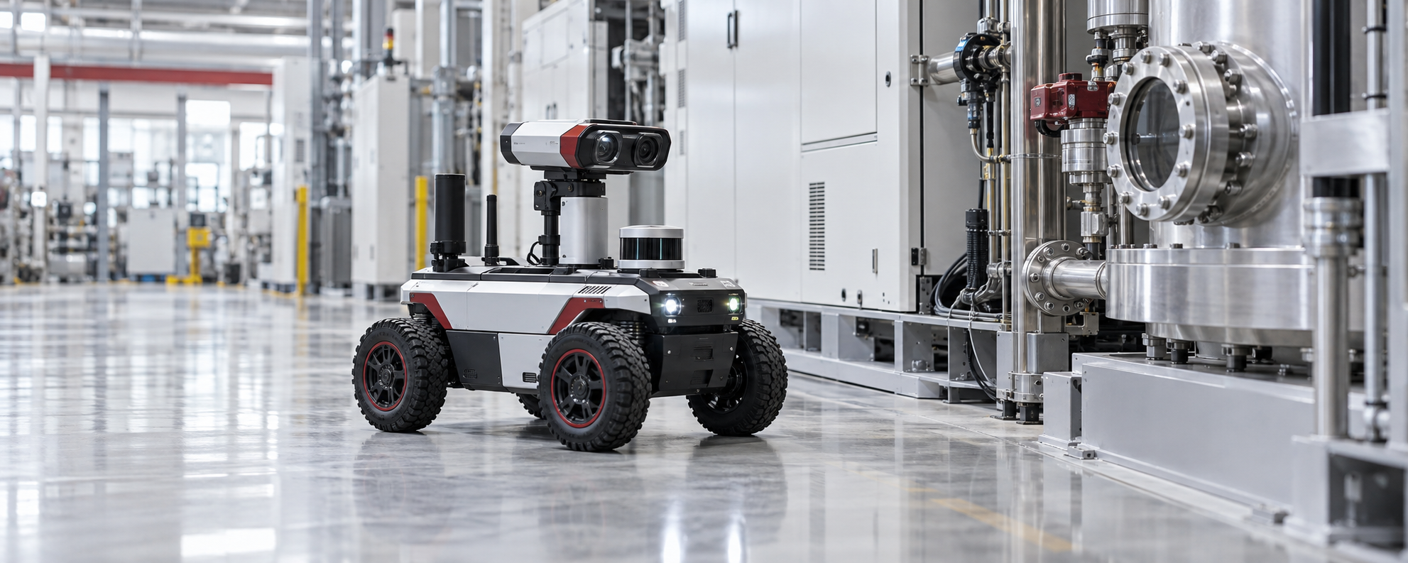 Inspection robot operating around precision industrial equipment