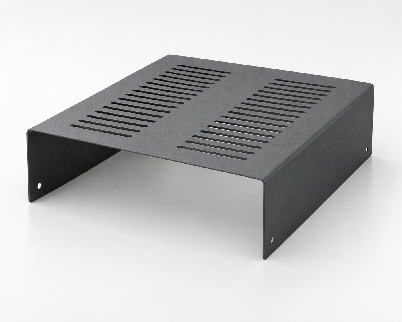 Sheet metal equipment cover with ventilation slots and folded edges