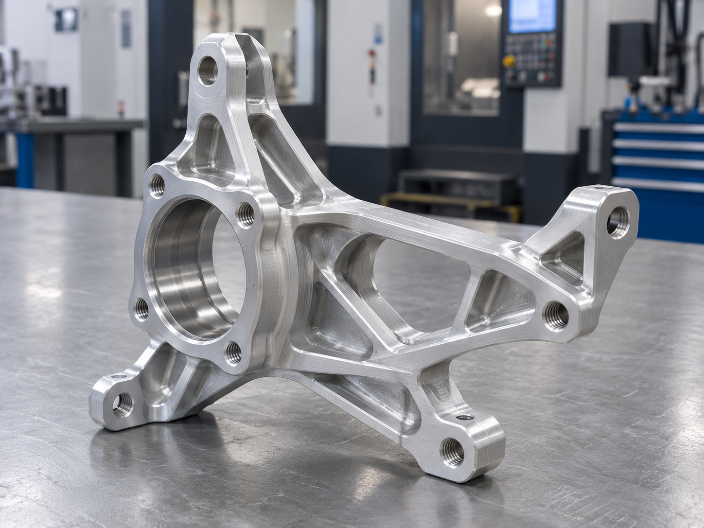 Multiaxis CNC machined Aluminum 7075 automotive structural component
