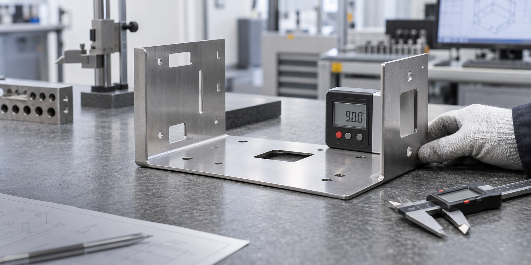 Dimensional inspection of a precision bent sheet metal component