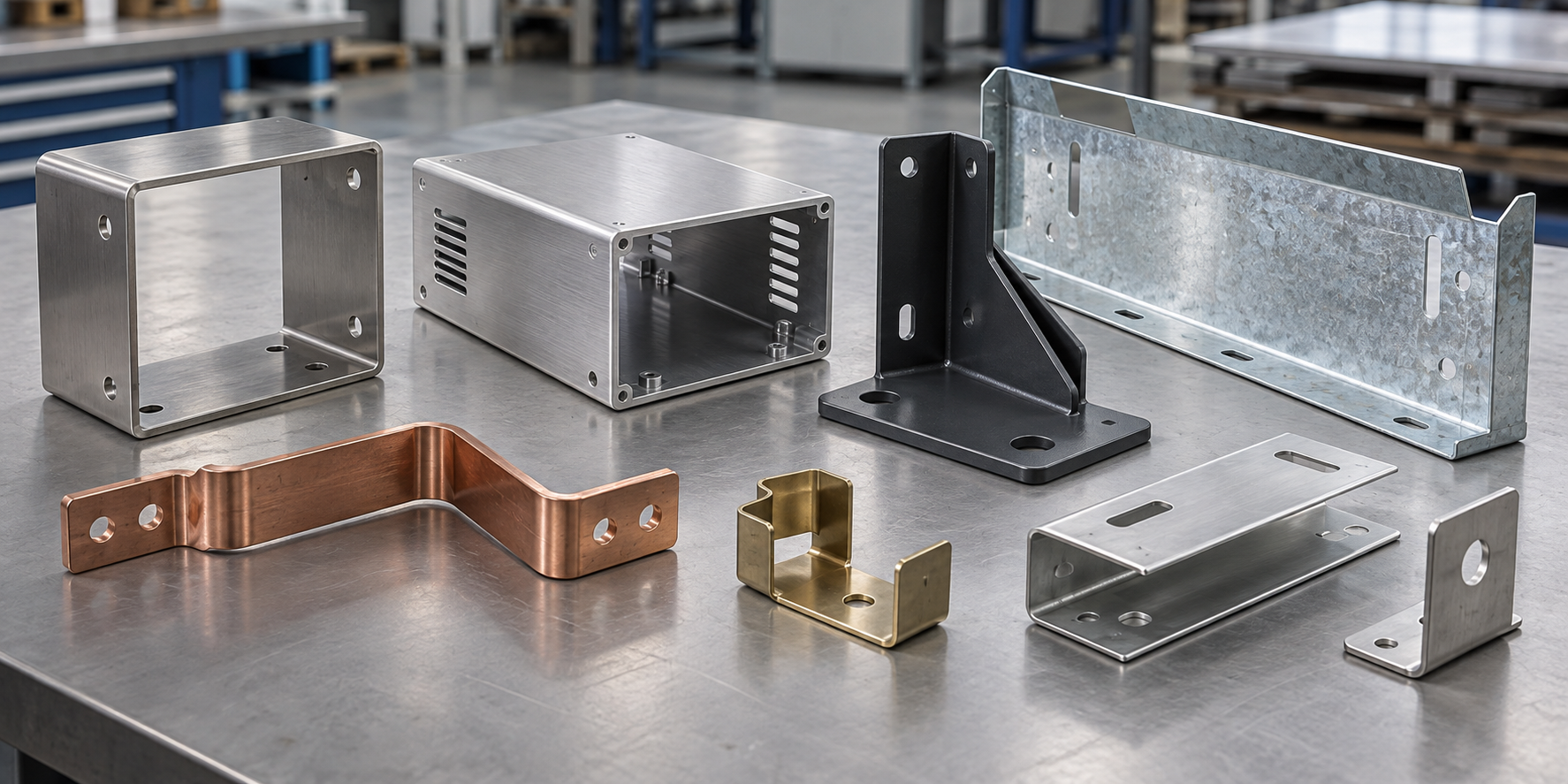 Custom bent sheet metal components made from aluminum, stainless steel and carbon steel