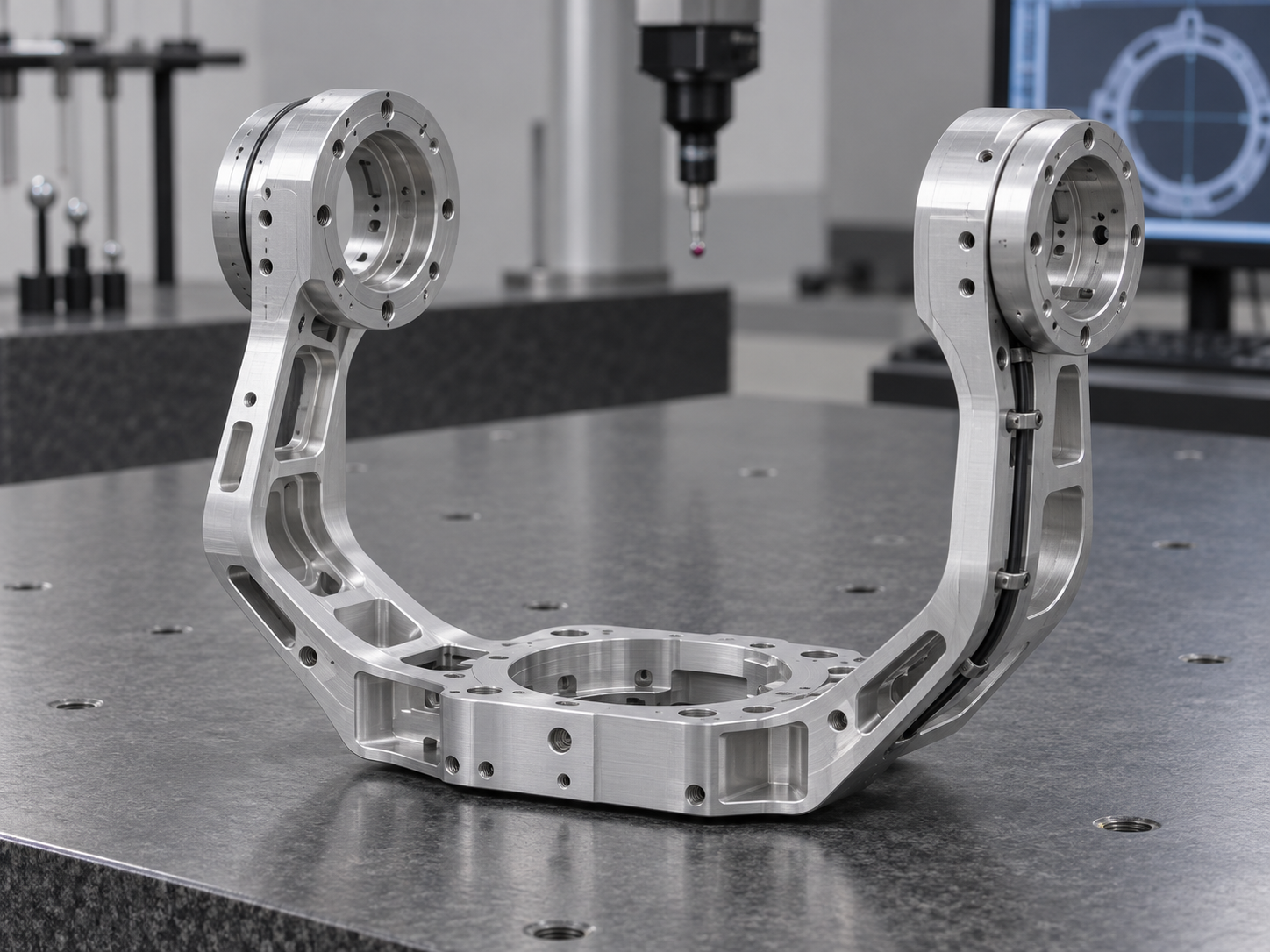 CNC-milled lightweight aluminum aerial gimbal frame