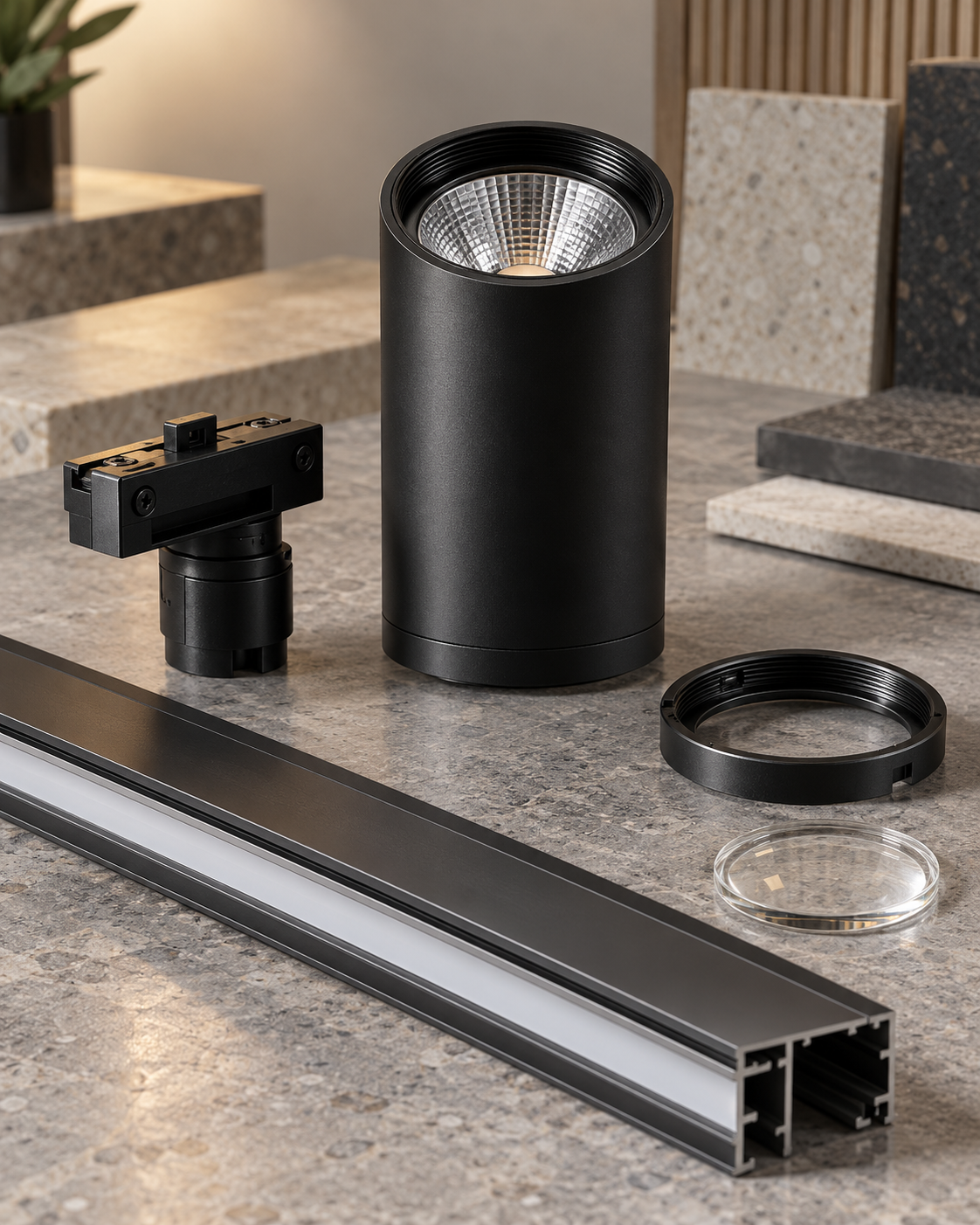 Manufactured components for commercial lighting systems