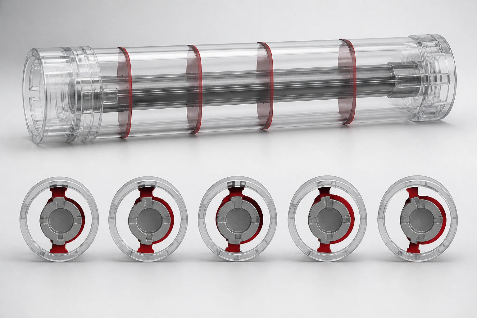 Multiple cross-sections mapping wall-thickness variation along a molded cylindrical part
