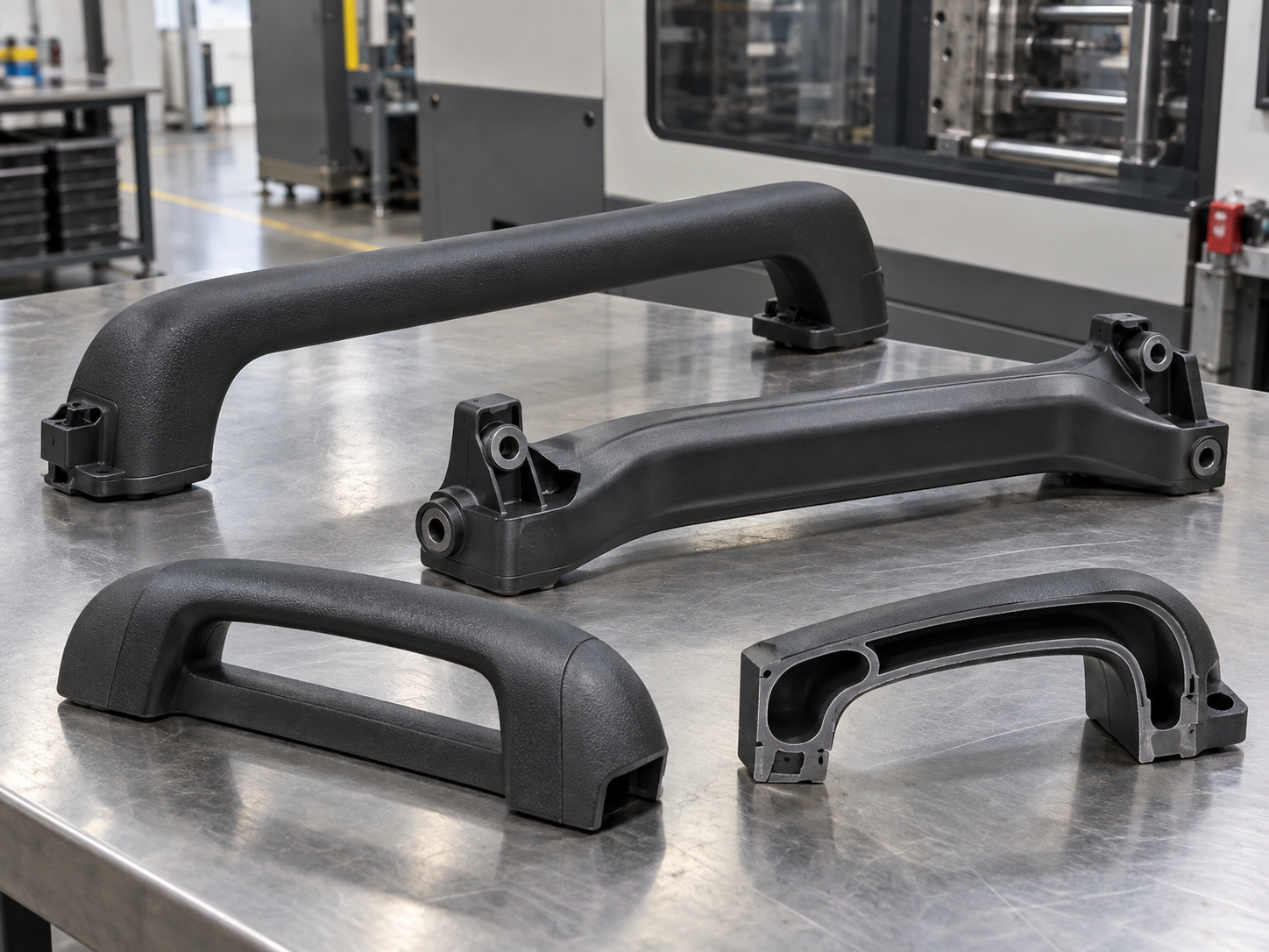 Gas-assisted injection molded structural plastic components