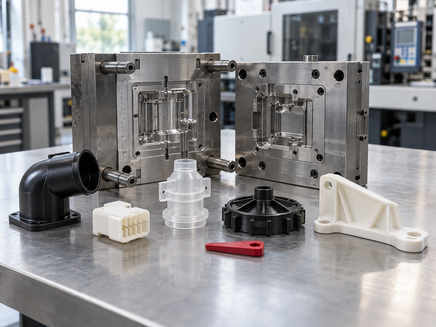 Low-volume injection molding tooling and production-grade molded components
