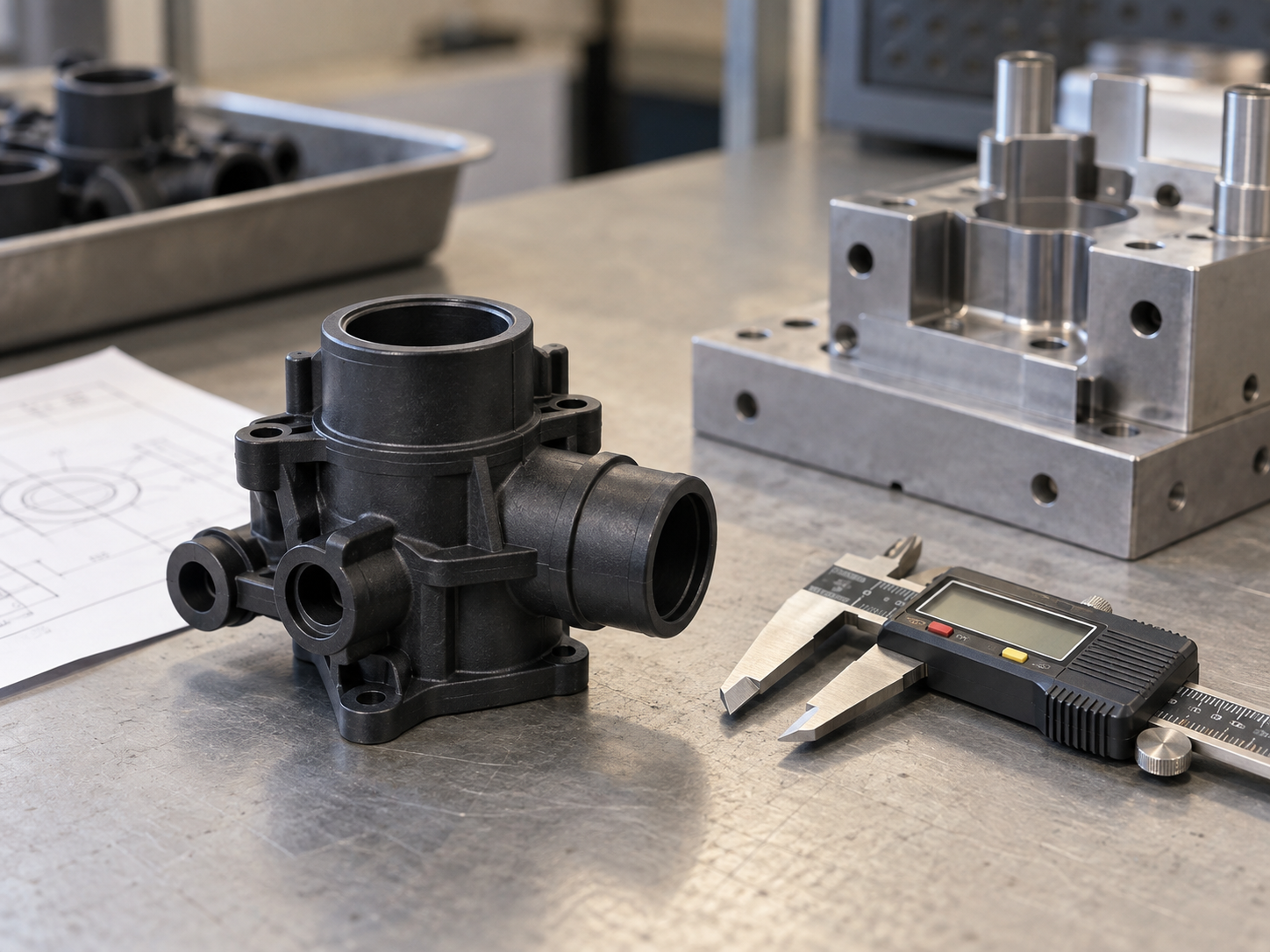Injection molded component for testing and validation