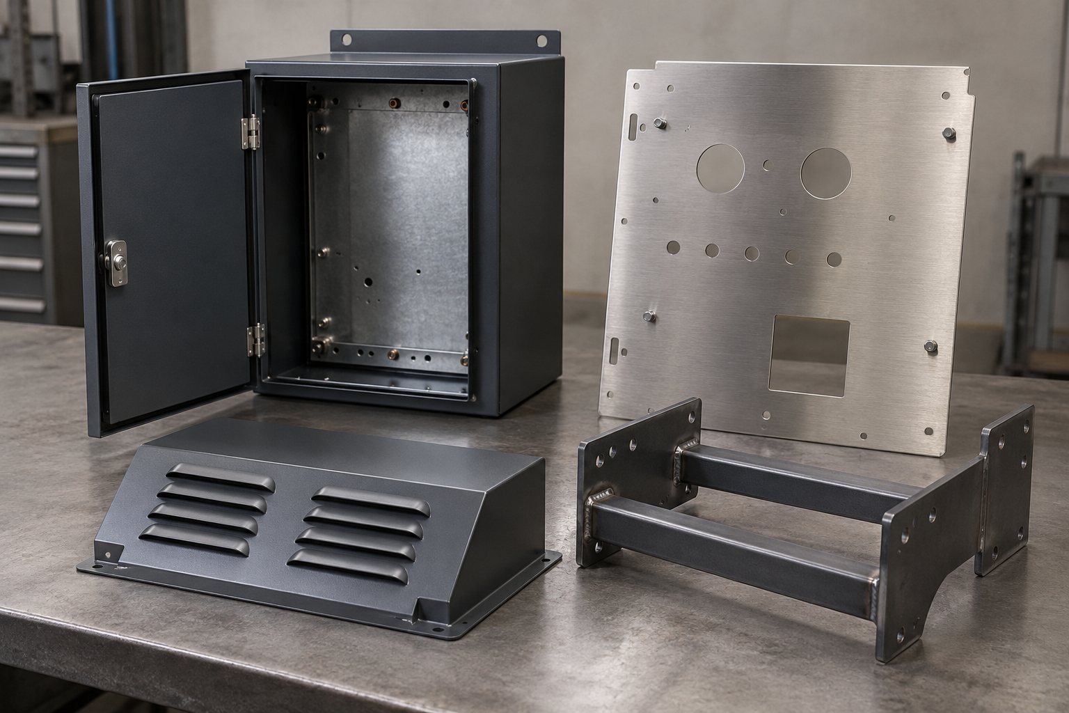 Sheet metal frames and enclosures for machinery