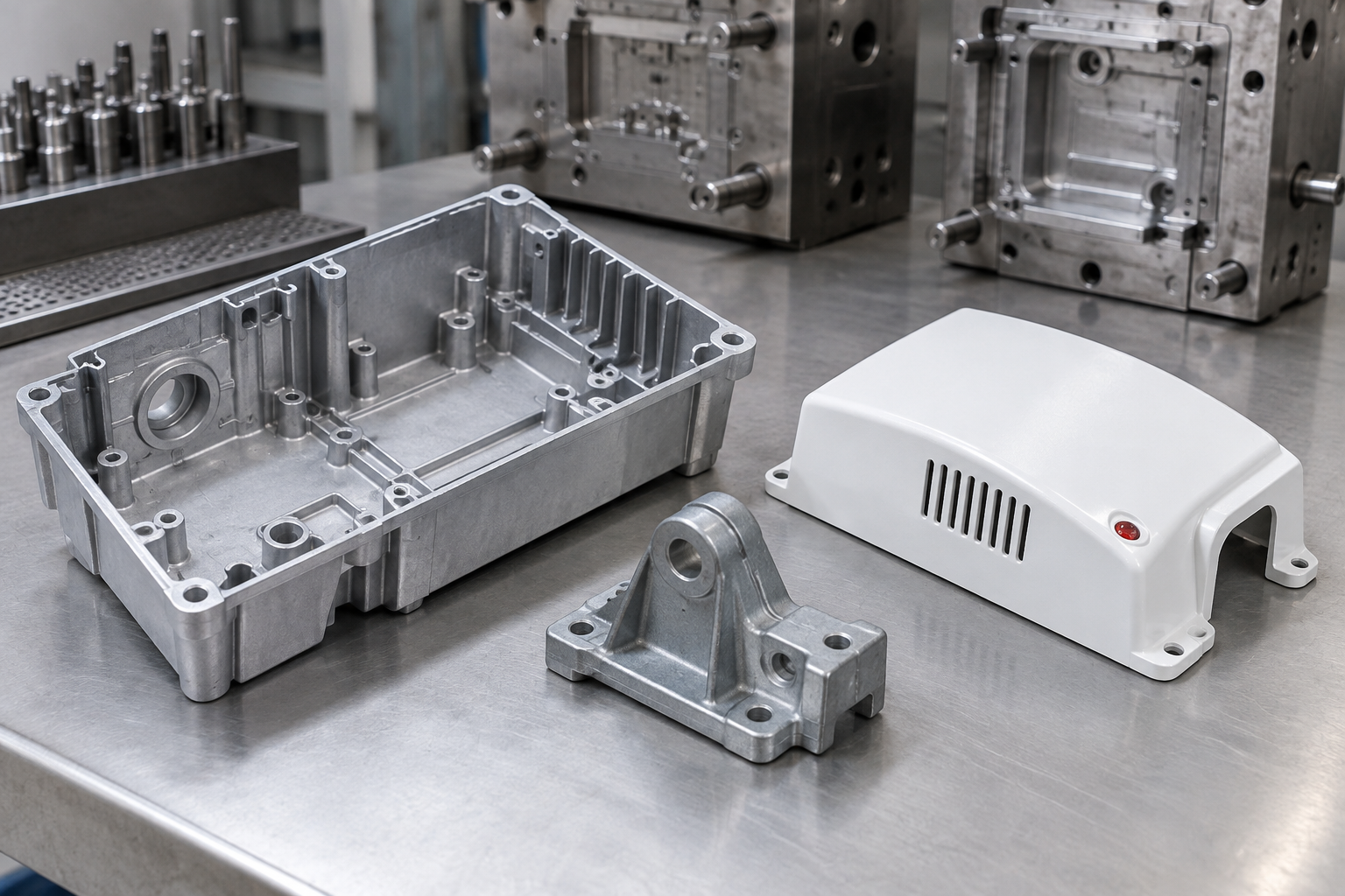 Die-cast metal components for medical equipment