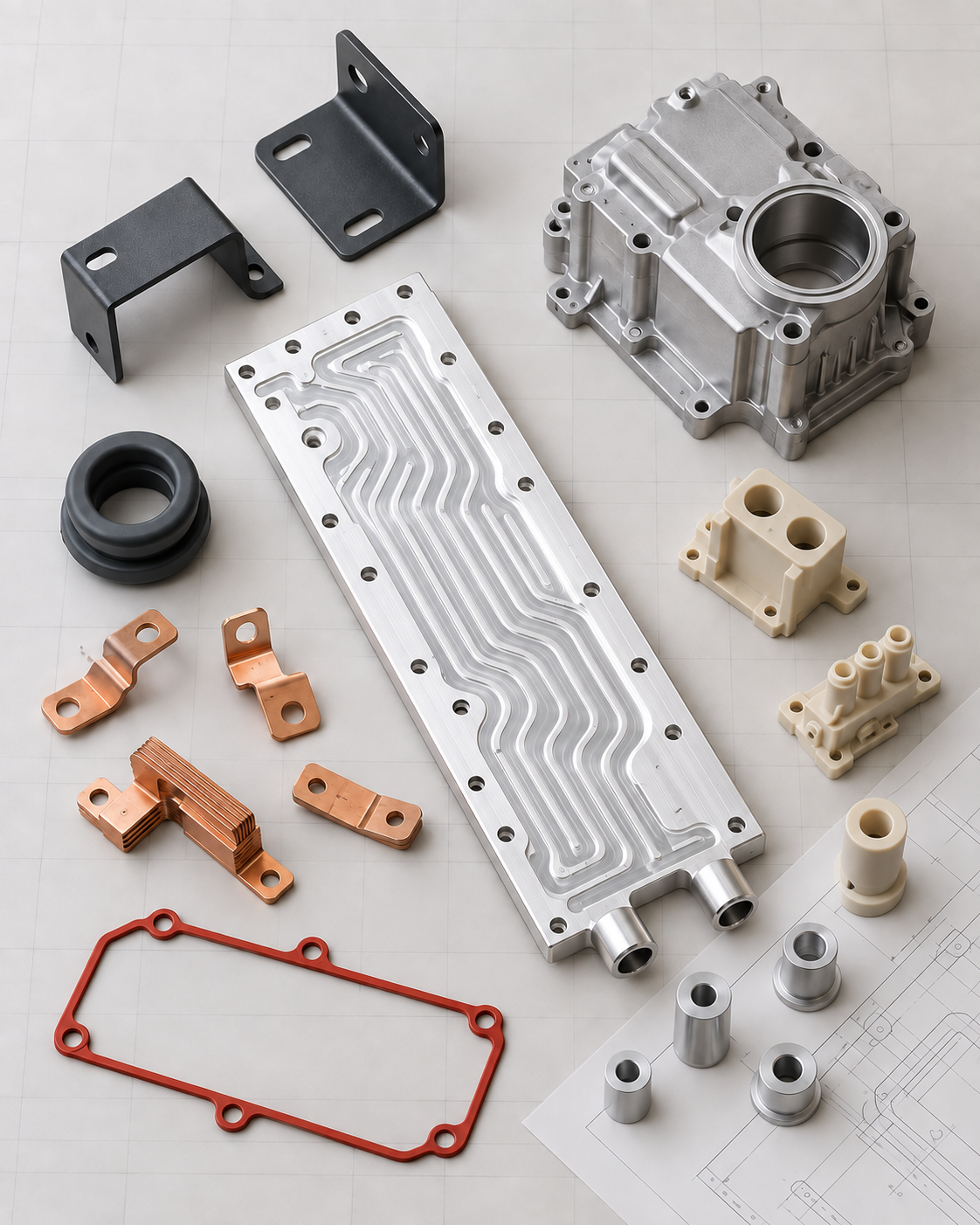 Custom housings, heat sinks, busbars, connectors and structural components for new energy equipment