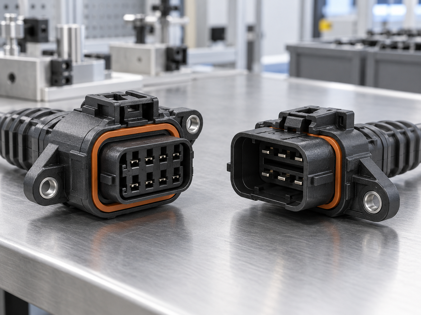 Automotive connector with an integrated elastomer seal