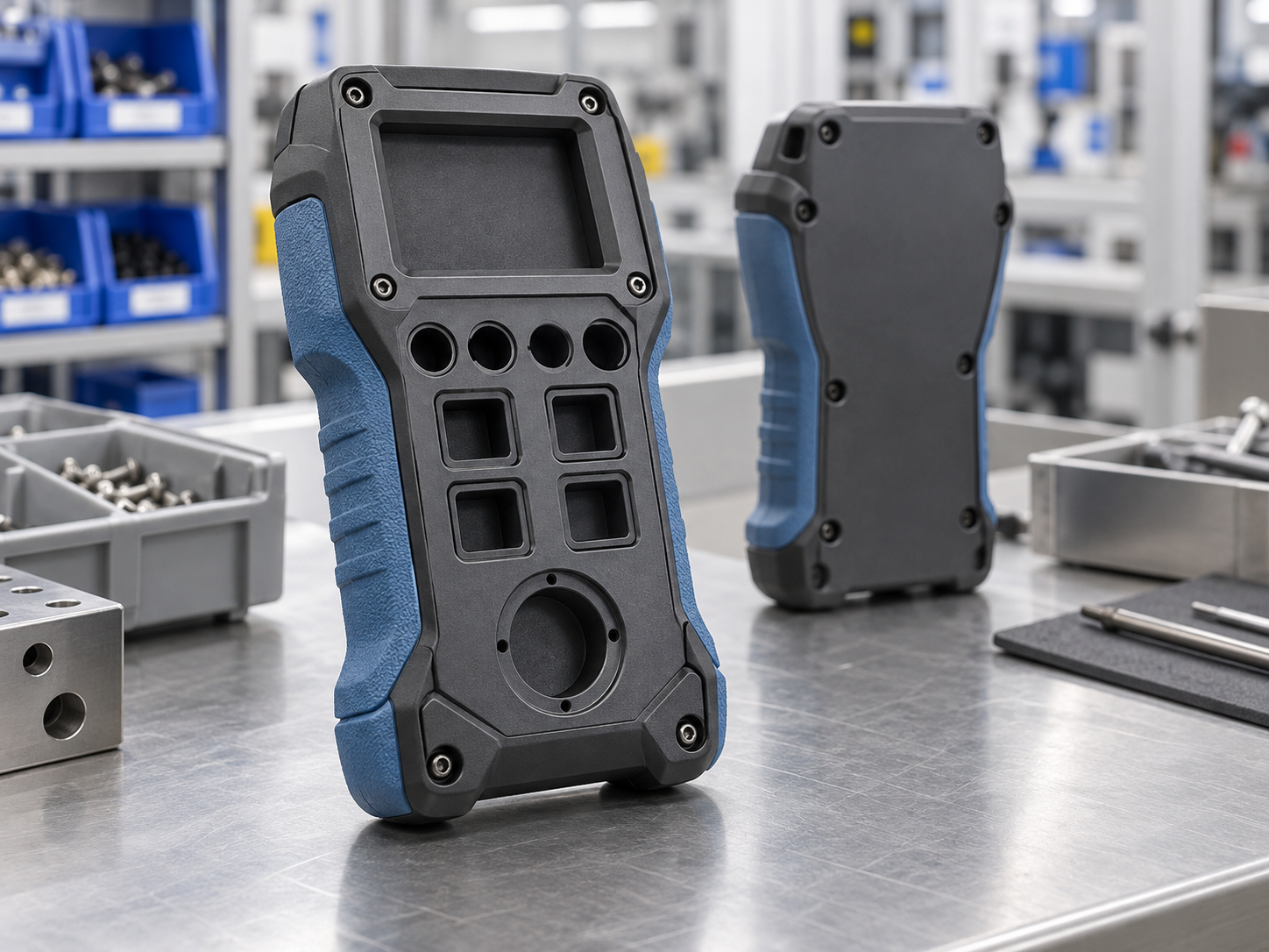 Industrial handheld controller with textured TPE overmold