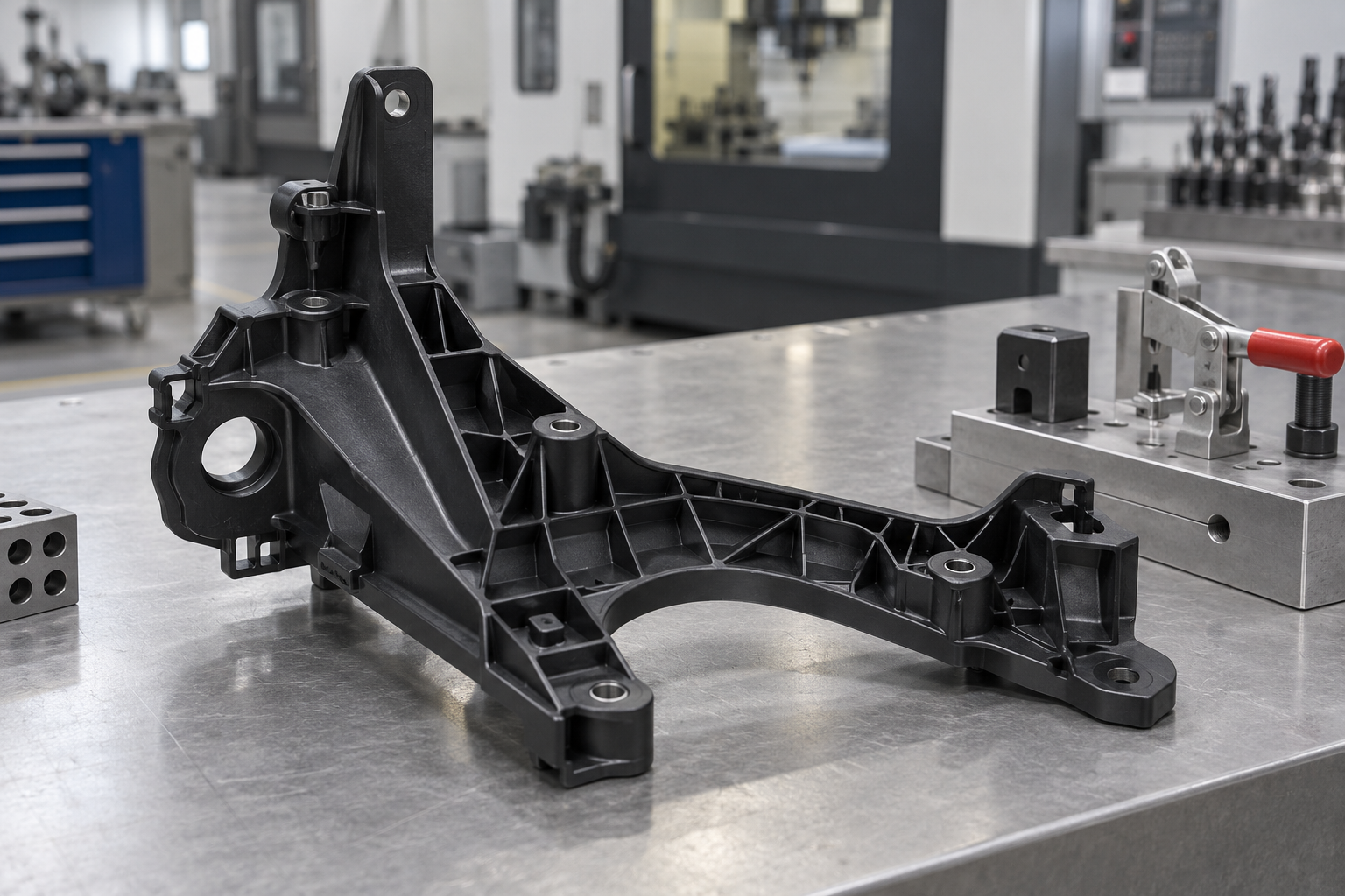 Automotive structural under-hood bracket produced with rapid tooling
