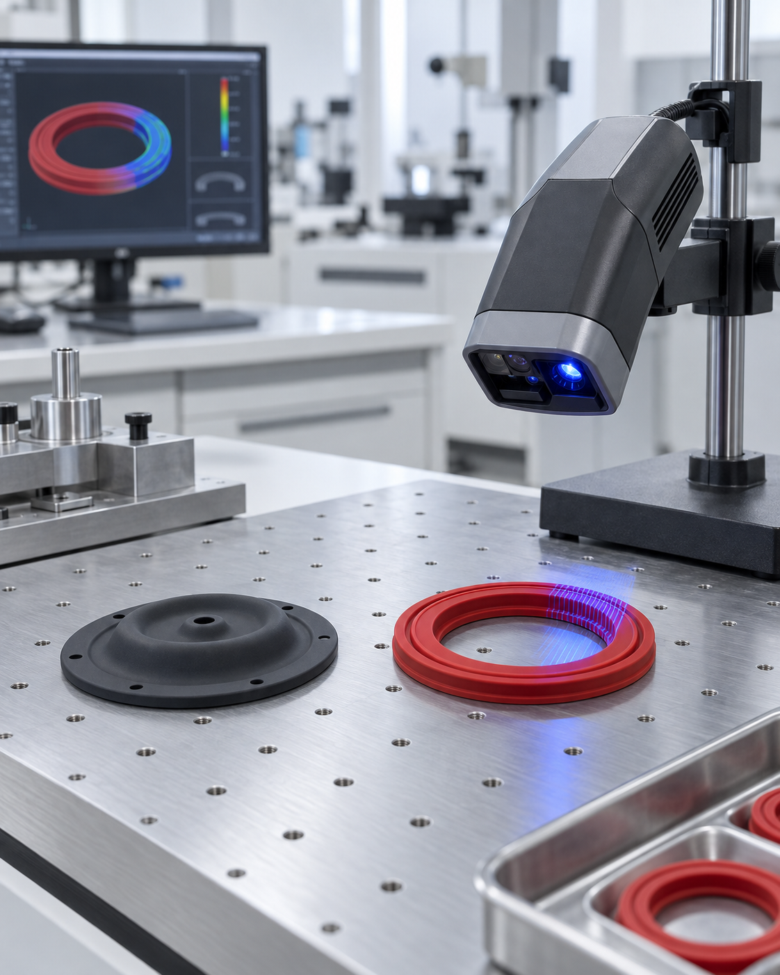 Quality inspection of compression molded silicone components