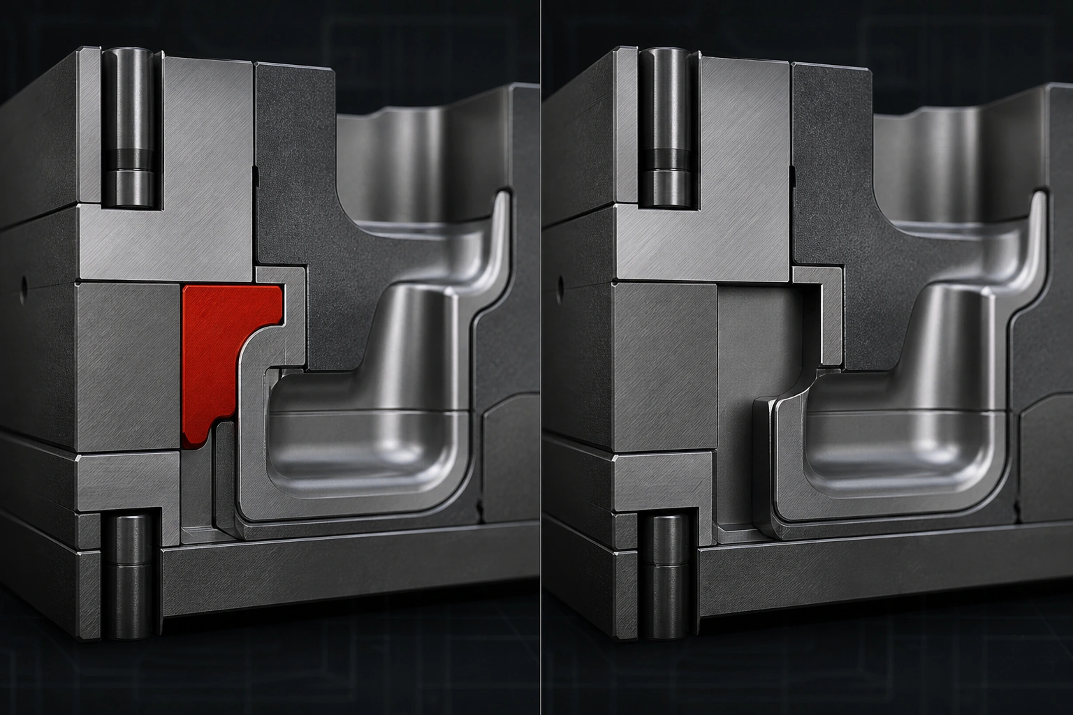 Comparison of a preserved removable steel land and an already over-cut cavity condition