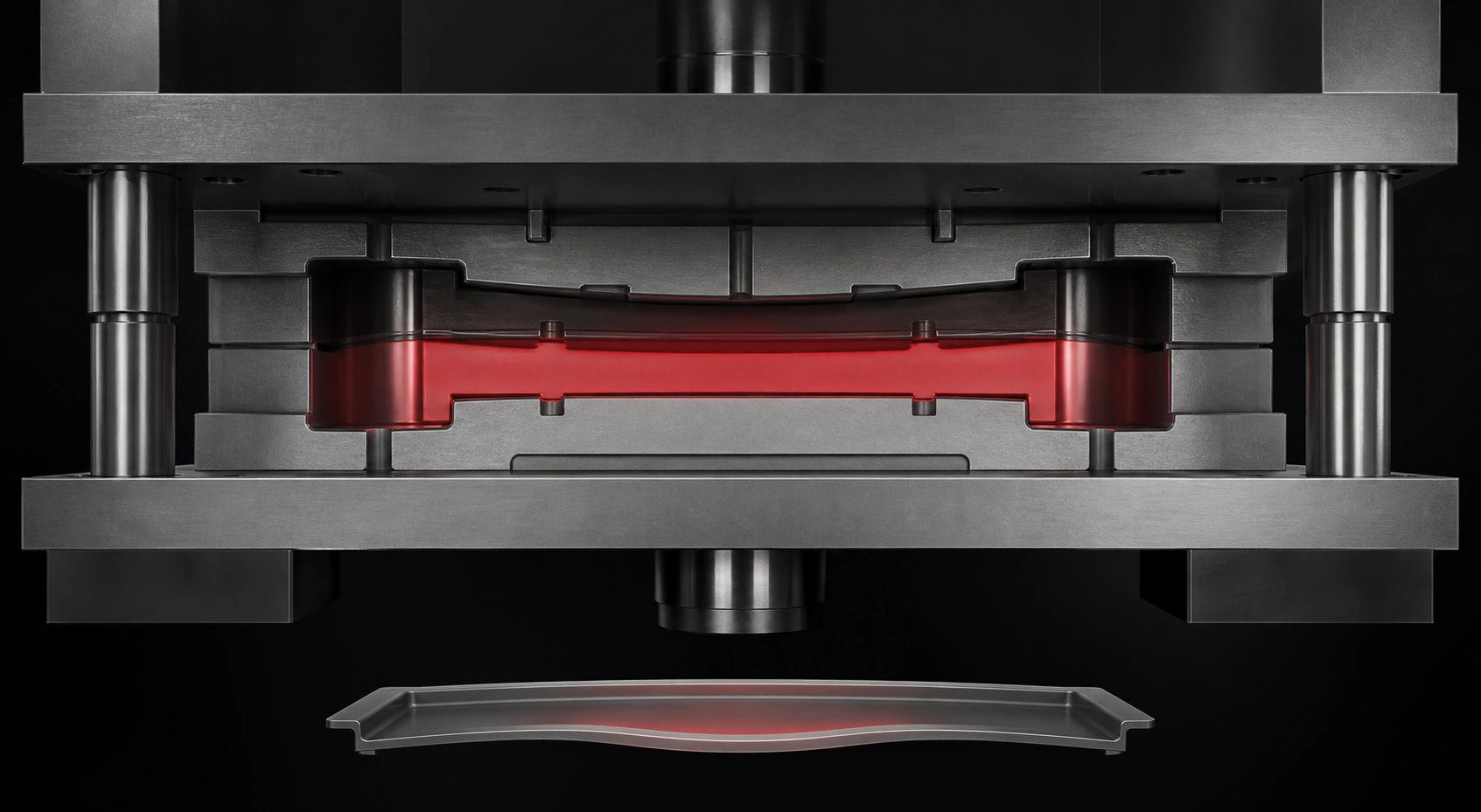 Mold platen support and subtle deflection affecting local wall thickness in a thin molded part