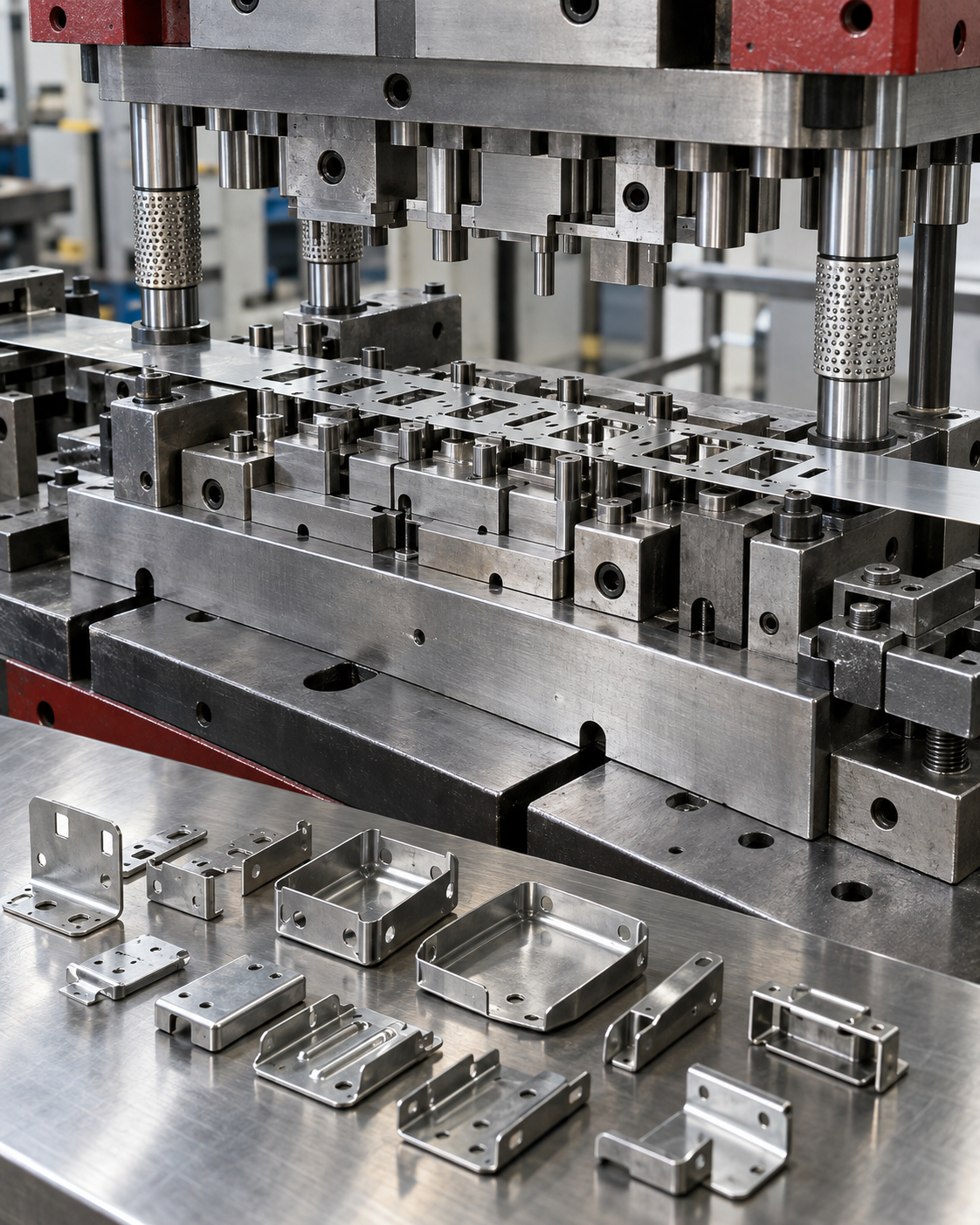 Metal stamping tooling and precision stamped components
