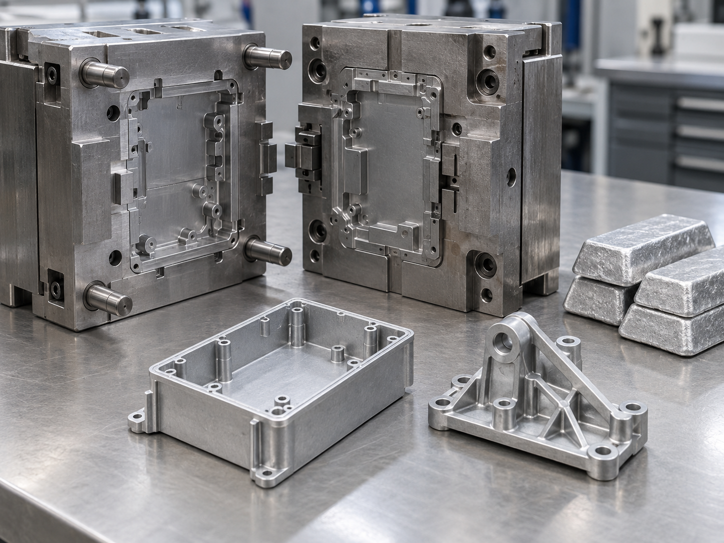 Zinc die casting mold, zinc alloy ingots and finished components