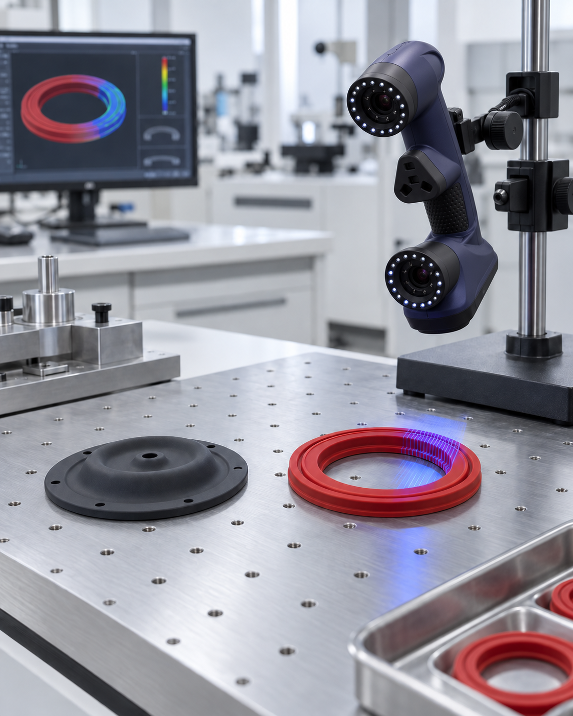 Quality inspection of compression molded silicone components